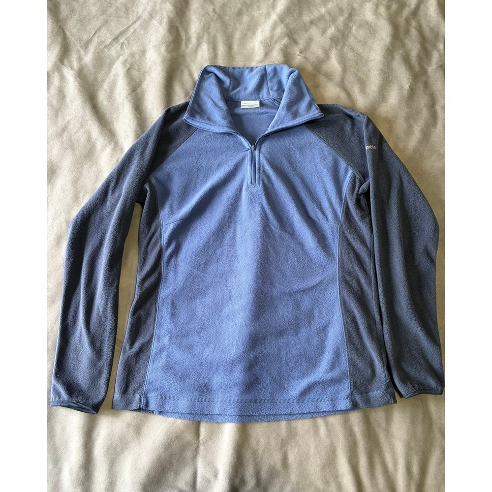 Columbia Womens Blue Two Tone Quarter Zip Fleece Pullover Jacket Large